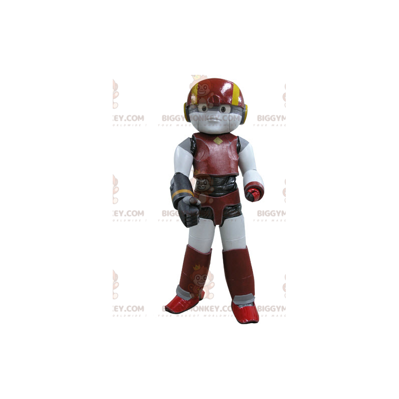 Traje de mascote de robô vermelho amarelo e preto BIGGYMONKEY™ Traje de mascote de robô vermelho amarelo e preto BIGGYMONKEY™