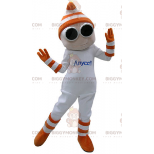 White Snowman BIGGYMONKEY™ Mascot Costume with Goggles and