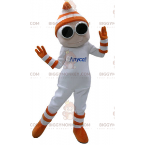 Λευκή στολή μασκότ BIGGYMONKEY™ Snowman με γυαλιά και γάντια - Αρσενικές μασκότ - BIGGYMONKEY_04845 - BiggyMonkey.com