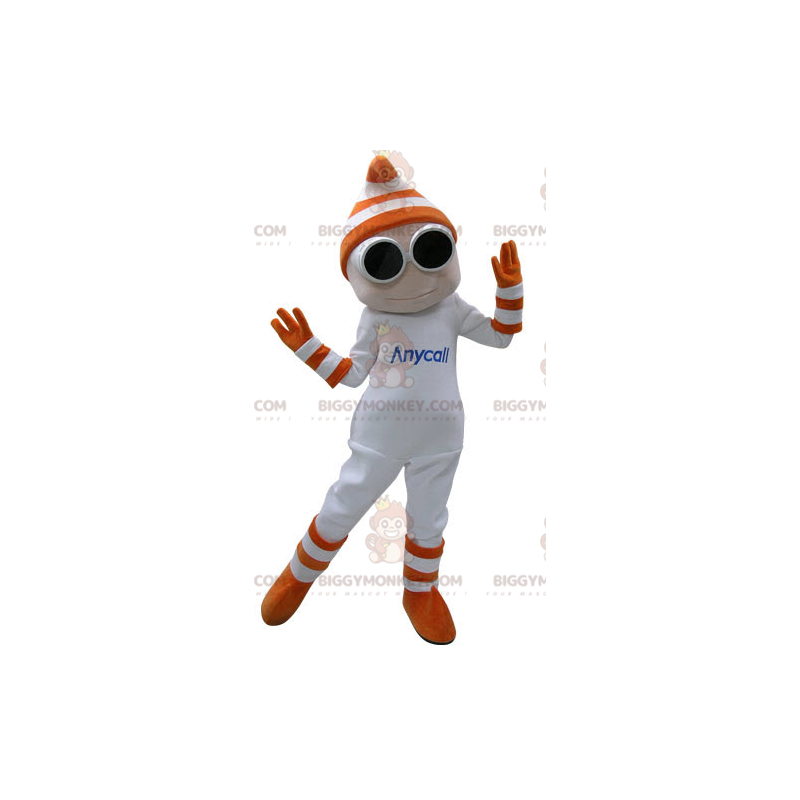 White Snowman BIGGYMONKEY™ Mascot Costume with Goggles and