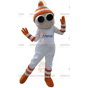 Λευκή στολή μασκότ BIGGYMONKEY™ Snowman με γυαλιά και γάντια - Αρσενικές μασκότ - BIGGYMONKEY_04845 - BiggyMonkey.com
