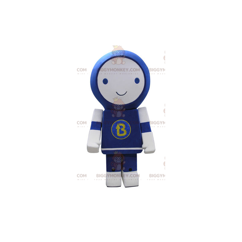 Leende blå och vit robot BIGGYMONKEY™ maskotdräkt - BiggyMonkey Leende blå och vit robot BIGGYMONKEY™ maskotdräkt - BiggyMonkey