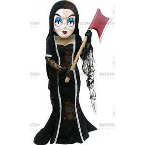 BIGGYMONKEY™ Mascot Costume Brown Witch Dressed With Ax -