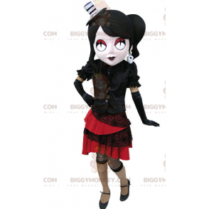 Traje de mascote BIGGYMONKEY™ de mulher gótica vestida de preto