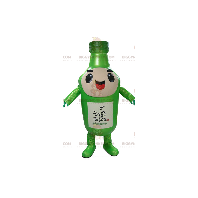 Costume de mascotte BIGGYMONKEY™ de bouteille verte géante et Costume de mascotte BIGGYMONKEY™ de bouteille verte géante et