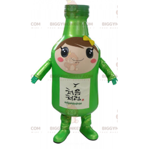 Smilende stilfuld kæmpe grøn flaske BIGGYMONKEY™ maskotkostume