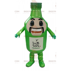 Smiling Mustachioed Giant Green Bottle BIGGYMONKEY™ Mascot