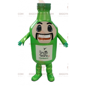 Lachend besnorde gigantische groene fles BIGGYMONKEY™ mascottekostuum - Fles mascottes - BIGGYMONKEY_04862 - BiggyMonkey.com