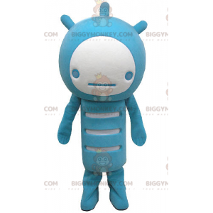 Kostým modrobílého sněhuláka BIGGYMONKEY™ maskota –