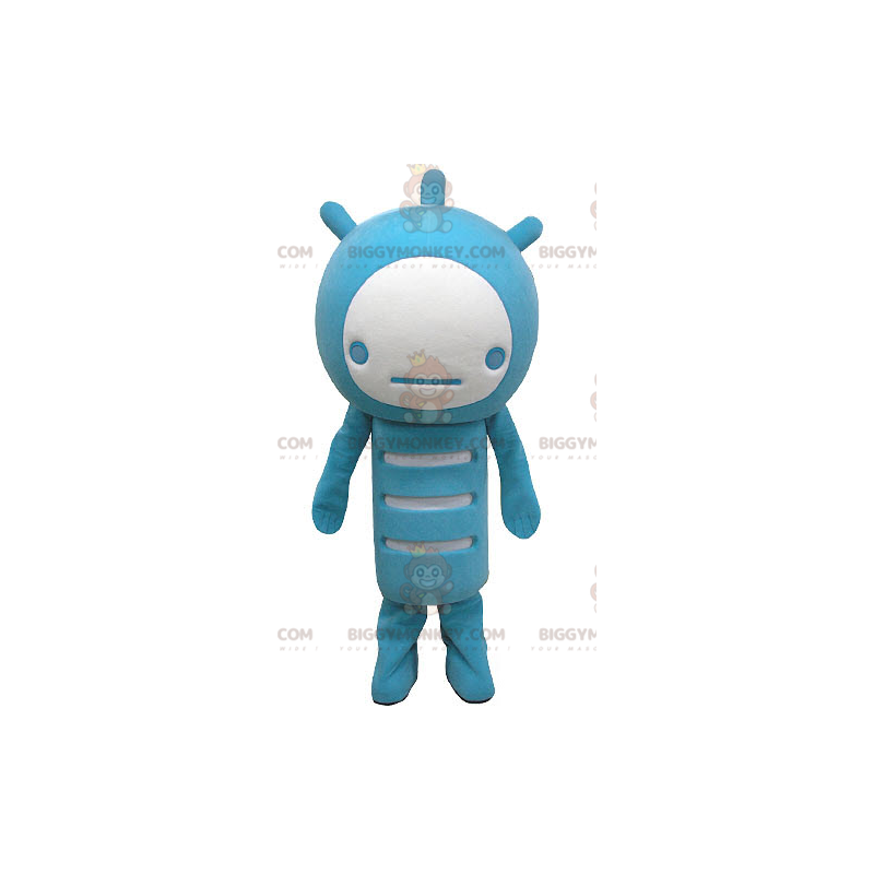 Disfraz de mascota BIGGYMONKEY™ de muñeco de nieve azul y Disfraz de mascota BIGGYMONKEY™ de muñeco de nieve azul y