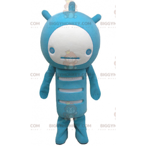 Blauw-witte sneeuwpop BIGGYMONKEY™ mascottekostuum -