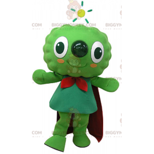 BIGGYMONKEY™ Mascot Costume Very Smiling Green Man With Cape -