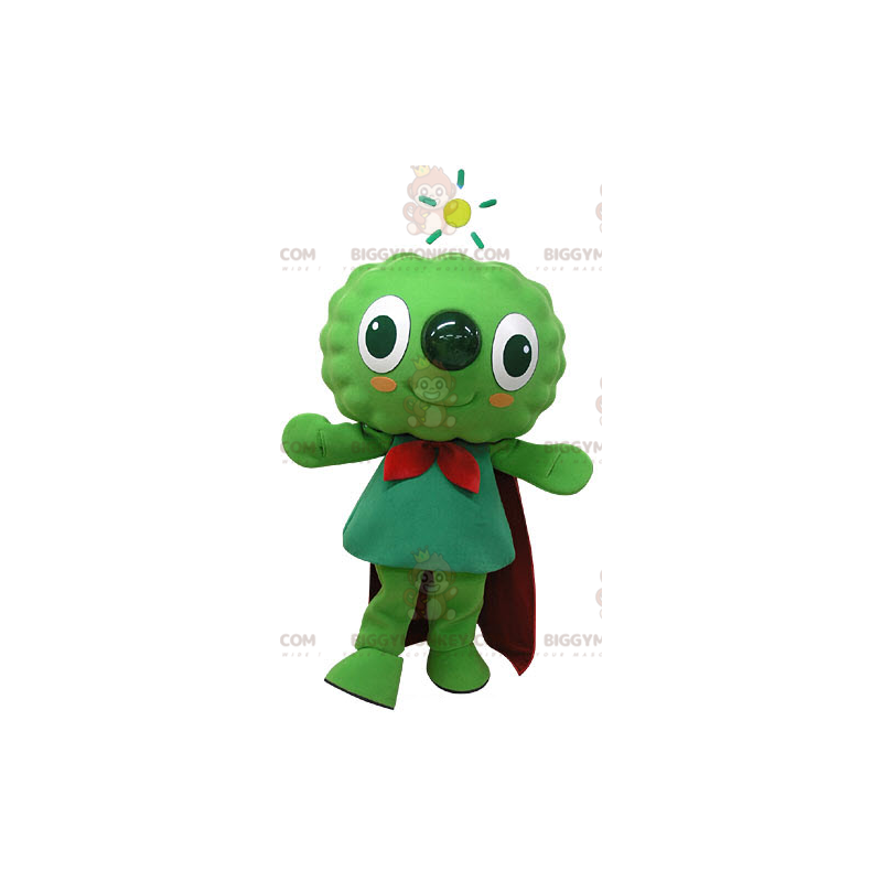 BIGGYMONKEY™ maskotkostyme Veldig smilende grønn mann med kappe - Maskotter for menn - BIGGYMONKEY_04869 - BiggyMonkey.com