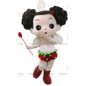 Brown Girl BIGGYMONKEY™ Mascot Costume with Wings and Wand –