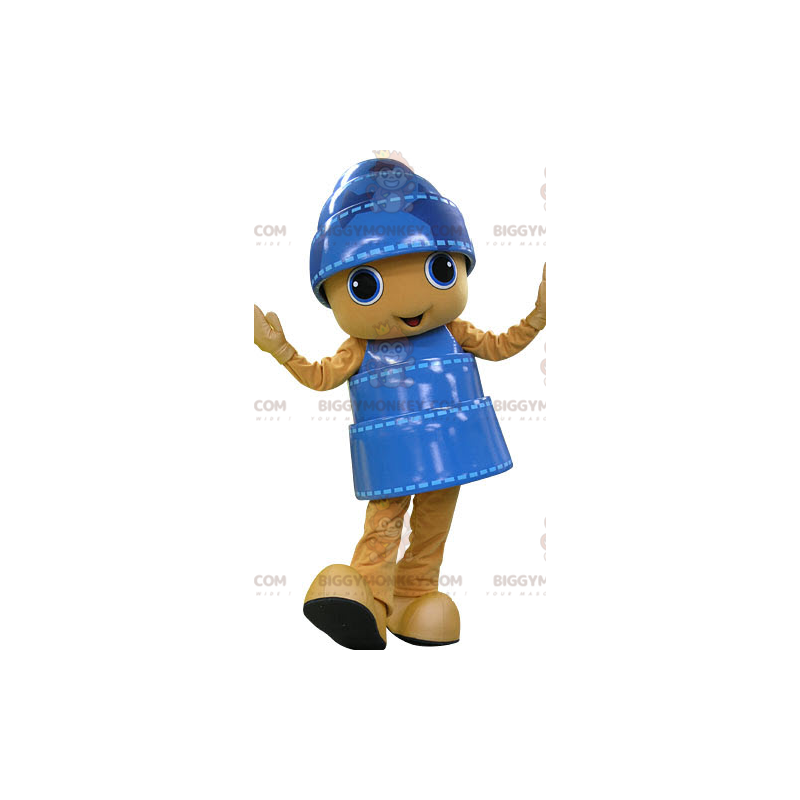 Disfraz de mascota BIGGYMONKEY™ de muñeco de nieve amarillo y Disfraz de mascota BIGGYMONKEY™ de muñeco de nieve amarillo y
