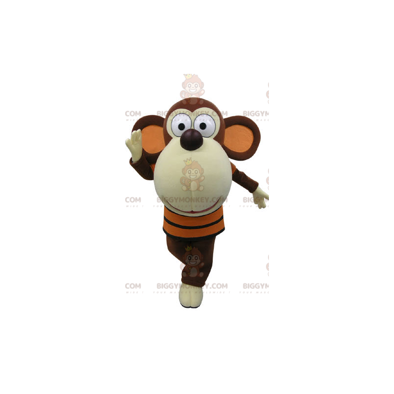 BIGGYMONKEY™ maskotkostume Brun og hvid abe med stort hoved - BIGGYMONKEY™ maskotkostume Brun og hvid abe med stort hoved -