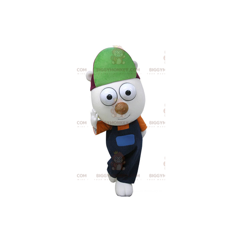 Costume de mascotte BIGGYMONKEY™ d'ours blanc habillé d'une Costume de mascotte BIGGYMONKEY™ d'ours blanc habillé d'une