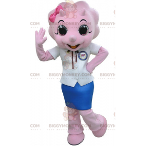 BIGGYMONKEY™ Maskottchen-Kostüm Pink Rhino Dressed Up Rock -