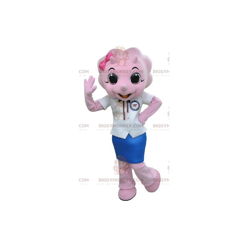 BIGGYMONKEY™ Mascot Costume Pink Rhino Dressed Up Skirt -