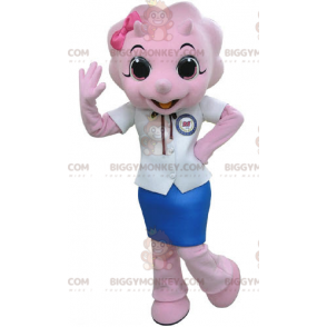 BIGGYMONKEY™ Mascot Costume Pink Rhino Dressed Up Skirt -