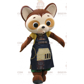 Costume de mascotte BIGGYMONKEY™ de panda marron et beige habillé d'une robe - Mascotte de pandas - BiggyMonkey.com