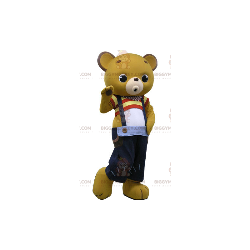 Disfraz de mascota Yellow Teddy BIGGYMONKEY™ con pantalones con Disfraz de mascota Yellow Teddy BIGGYMONKEY™ con pantalones con