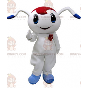 BIGGYMONKEY™ Mascot Costume White and Blue Bunny with Red Wick