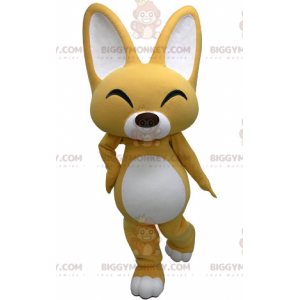 BIGGYMONKEY™ mascot costume of yellow and white fox. Puppy