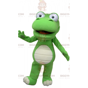 Riesiges grün-weißes Krokodil BIGGYMONKEY™ Maskottchenkostüm -