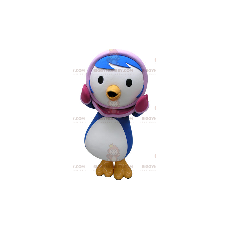BIGGYMONKEY™ Mascot Costume Blue and White Penguin with Pink BIGGYMONKEY™ Mascot Costume Blue and White Penguin with Pink