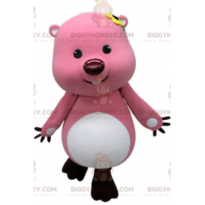 Ροζ και Λευκή Στολή μασκότ BIGGYMONKEY™ Beaver. Στολή μασκότ Otter BIGGYMONKEY™ - Ζώα του δάσους - BiggyMonkey.com