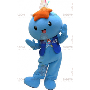 Traje de Mascote BIGGYMONKEY™ Boneco de Neve Azul com Estrela na Cabeça - Mascotes não classificados - BiggyMonkey.com