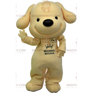 Very Smiling Yellow and Black Dog BIGGYMONKEY™ Mascot Costume -