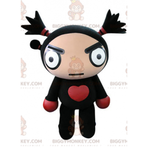 Costume de mascotte BIGGYMONKEY™ de poupée noire et rouge à