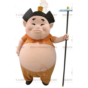 Costume de mascotte BIGGYMONKEY™ d'homme asiatique avec un gros