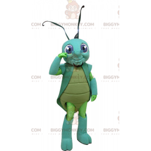 Costume de mascotte BIGGYMONKEY™ de criquet d'insecte vert et