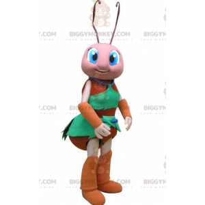 Orange and Pink Ant BIGGYMONKEY™ Mascot Costume. Insect