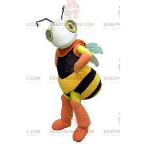 BIGGYMONKEY™ maskot kostume gul sort og pink bi. Insekt