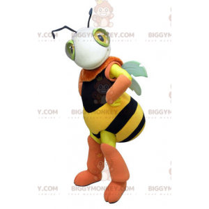 Disfraz de mascota BIGGYMONKEY™ abeja amarilla negra y rosa.