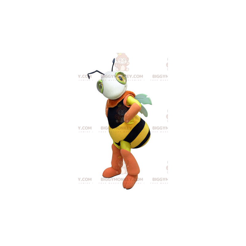 Disfraz de mascota BIGGYMONKEY™ abeja amarilla negra y rosa. Disfraz de mascota BIGGYMONKEY™ abeja amarilla negra y rosa.