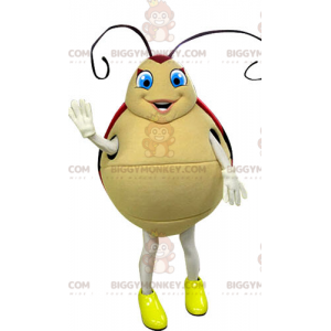 Costume da mascotte Coccinella rossa e beige con occhi azzurri