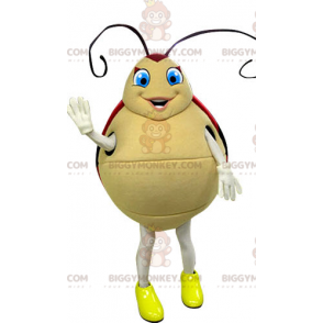 Costume da mascotte Coccinella rossa e beige con occhi azzurri