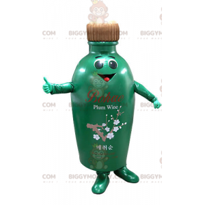Kostým maskota BIGGYMONKEY™ s úsměvem ze zelené a hnědé láhve –