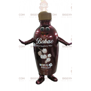 Leende röd och brun flaska BIGGYMONKEY™ maskotdräkt -