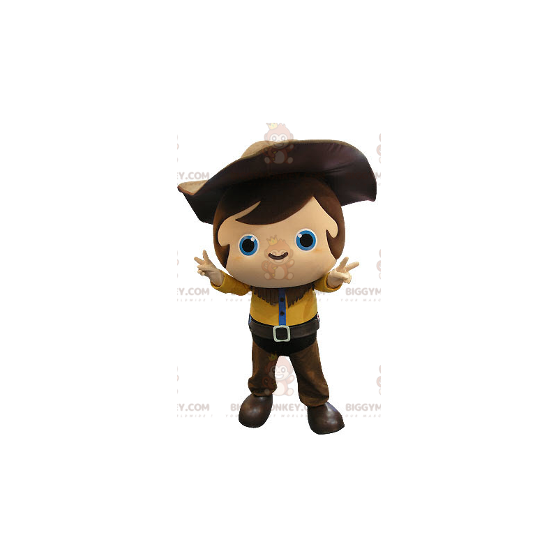 Costume de mascotte BIGGYMONKEY™ d'enfant de cow-boy avec une Costume de mascotte BIGGYMONKEY™ d'enfant de cow-boy avec une