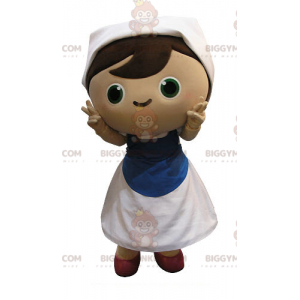 BIGGYMONKEY™ mascot costume of a girl dressed as a housewife.