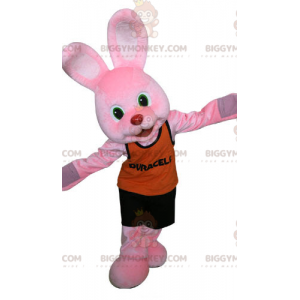 Traje de mascote BIGGYMONKEY™ do famoso Coelho Rosa Duracell.