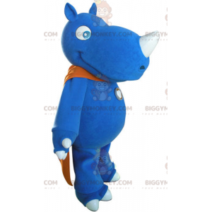 Kostým maskota modrého nosorožce BIGGYMONKEY™ s oranžovým