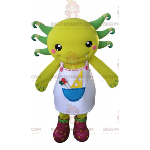 Disfraz de mascota BIGGYMONKEY™ Criatura amarilla y verde con delantal - Mascotas monstruo - BIGGYMONKEY_04958 - BiggyMonkey.com