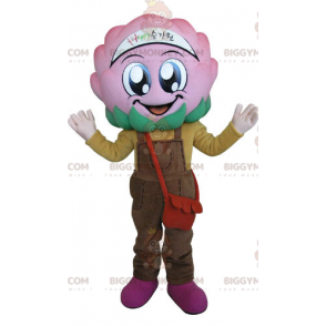 Pink Cabbage Flower BIGGYMONKEY™ Maskottchenkostüm mit Overall - Pflanzenmaskottchen - BIGGYMONKEY_04961 - BiggyMonkey.com